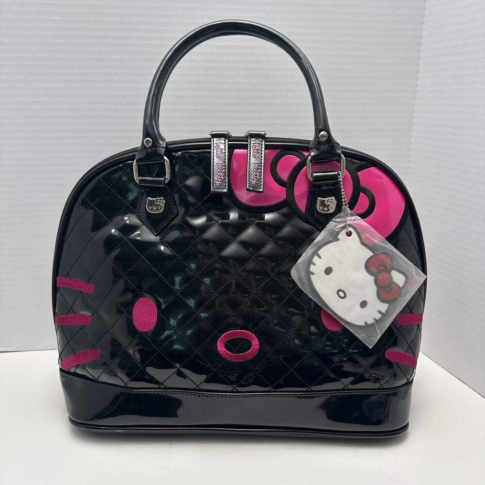 Vintage 2012 Hello Kitty Loungefly Sanrio Waffle Purse - Large Black & Pink MWMT